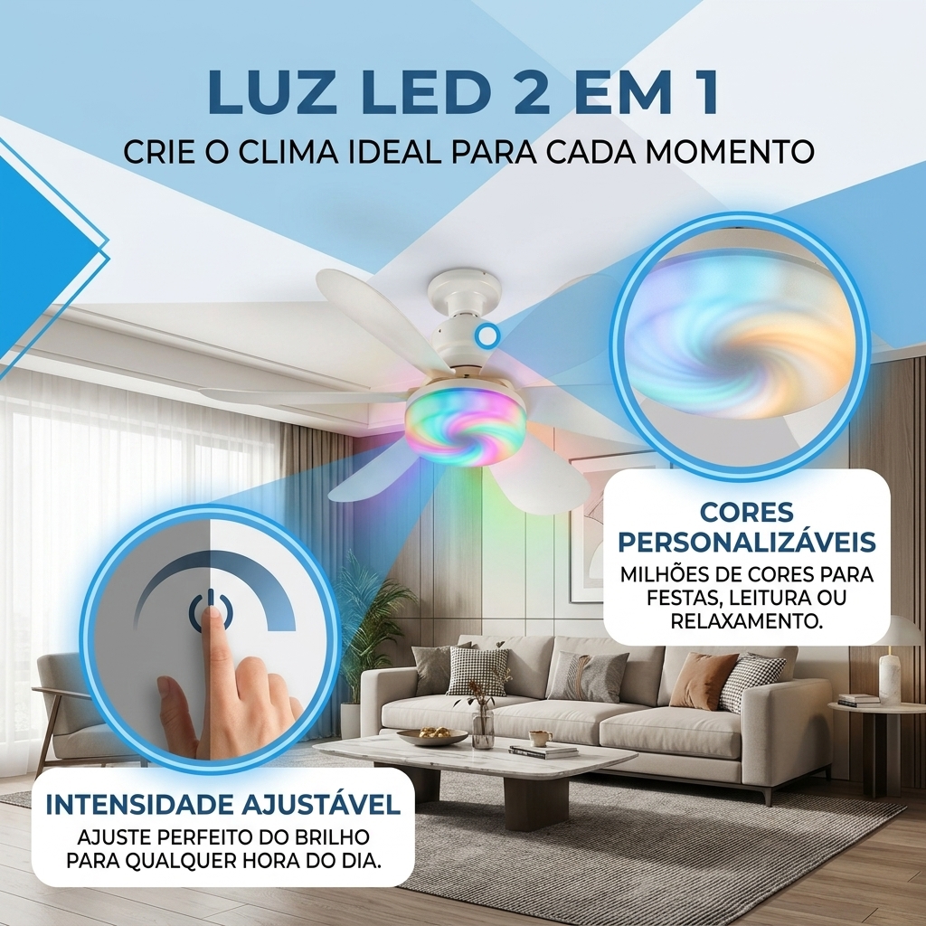 Luz LED 2 em 1 com cores personalizáveis e intensidade ajustável
